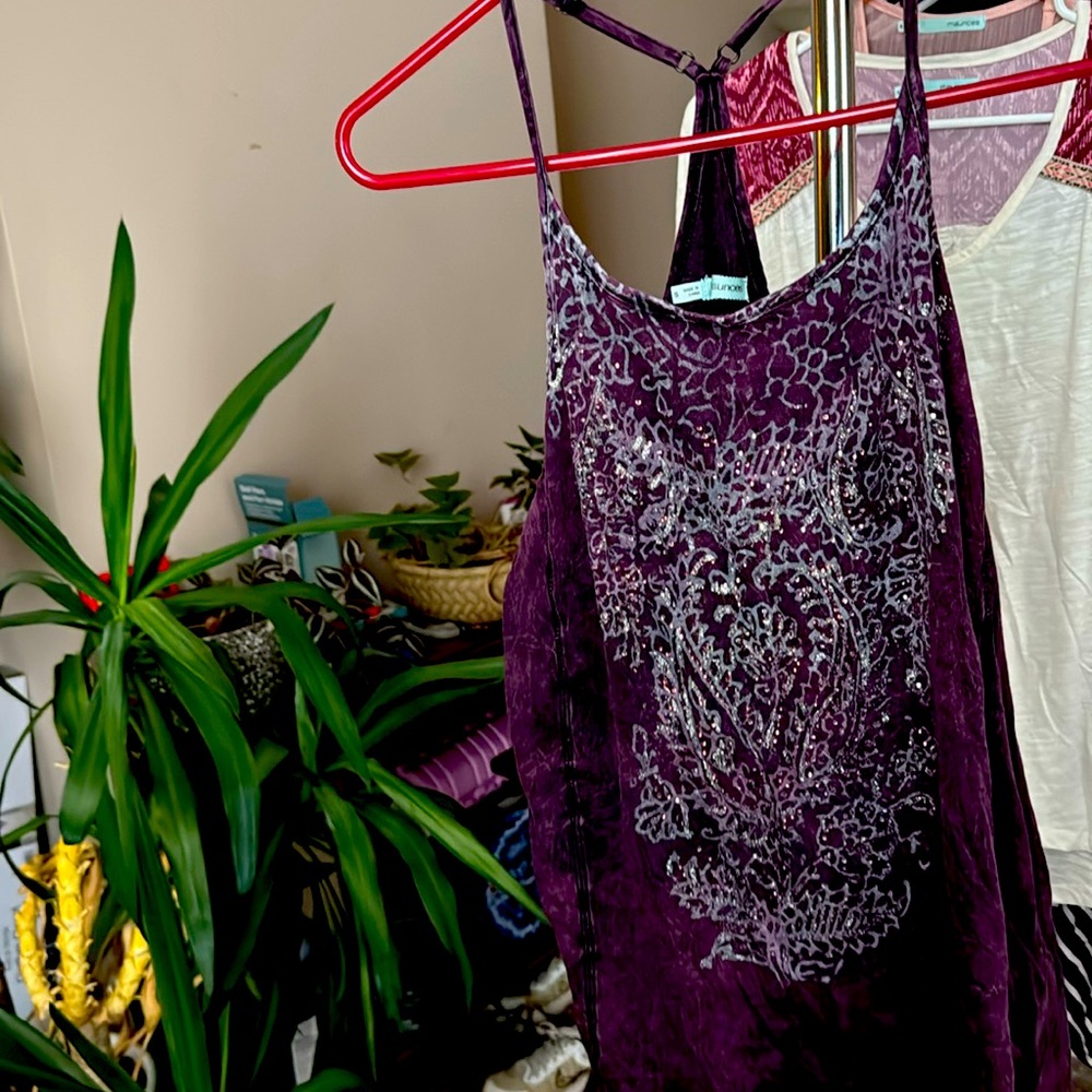 Purple racer back spaghetti strap tank top